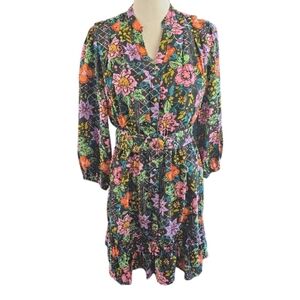 Avara NWT Belted Black Floral Dress Size Large Retail $88